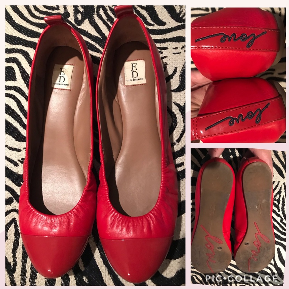 Ellen Degeneres Red Flats!!!!! Size 7 1/2.